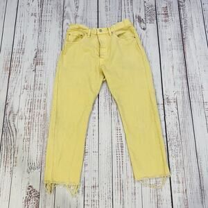 Levi’s 501 Yellow Jeans W32 L26 Raw Hem Distressed Leg Y2K Style 36200-0213